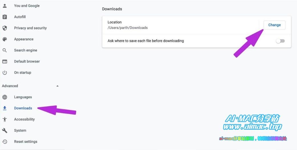 Mac版Chrome默认下载位置修改