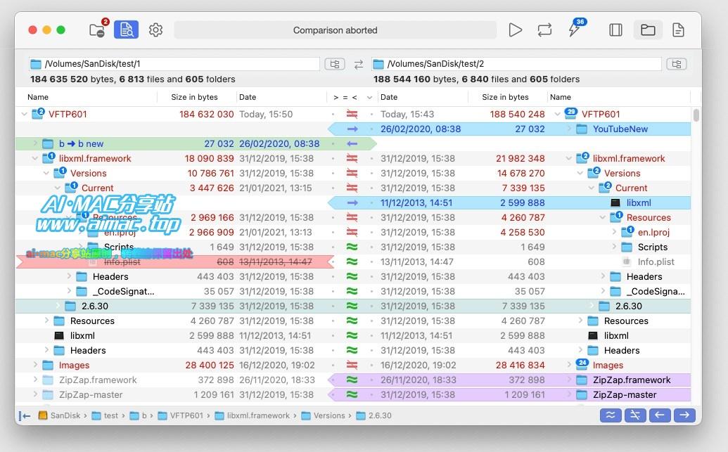 Mac系统文件夹对比工具