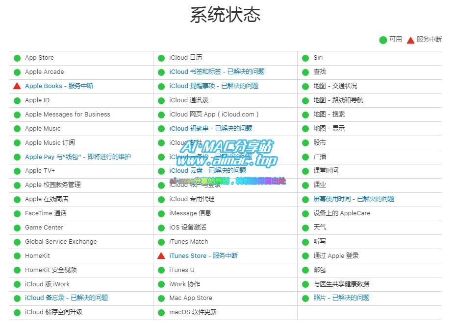 Apple服务器状态查询